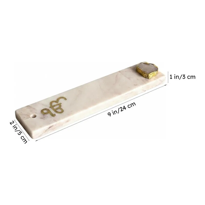 In Onkar Marble Incense Holder With Agate Plating - White media 6