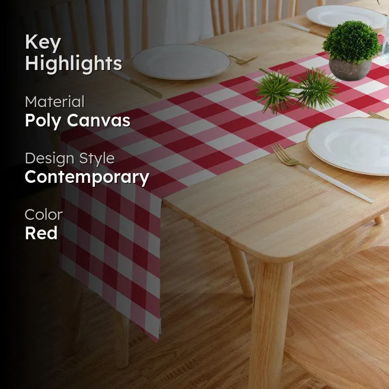 Mabel Checkered Poly Canvas Table Runner - Red media 2