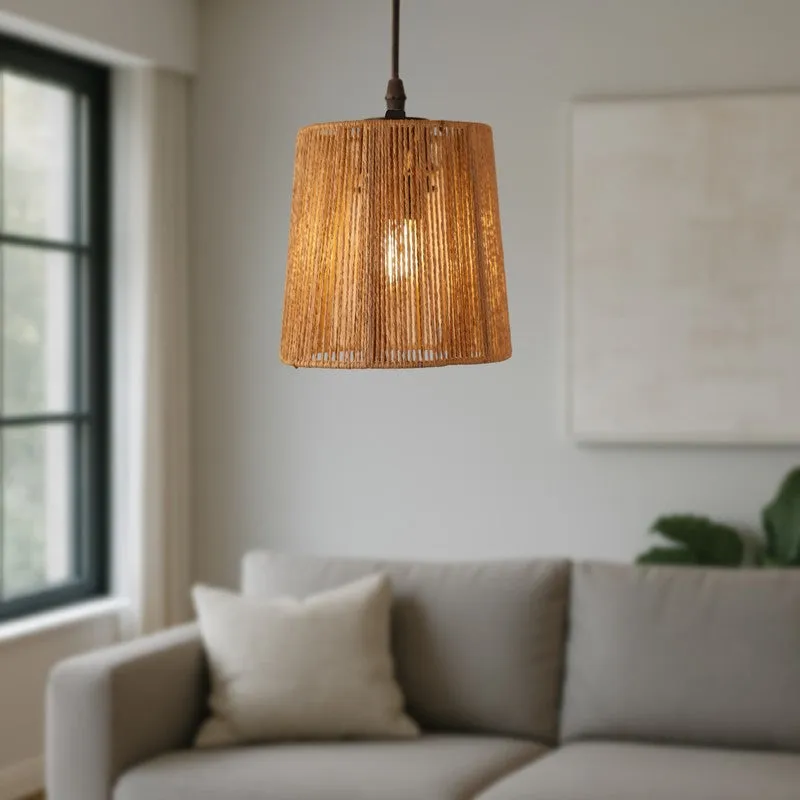 Zerron Ceiling Raffia Ceiling Lamp media 1