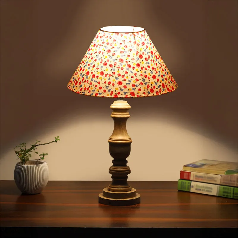 Fleura Cone Carve Wooden Table Lamp - Multicolor media 1