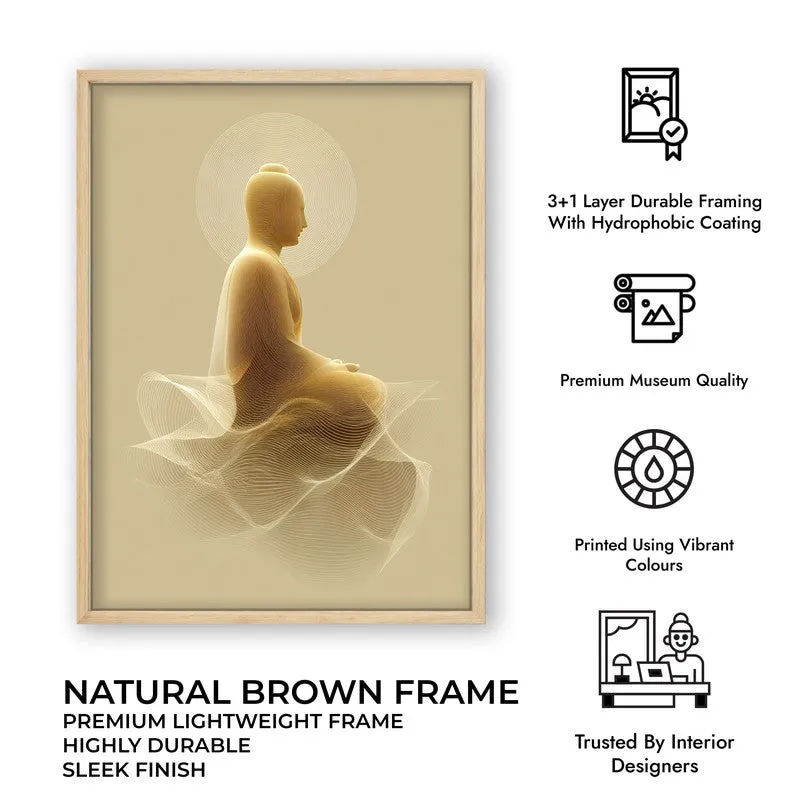 Enveloped in Enlightenment Buddha Archival Paper Wall Painting With Brown Frame media 9