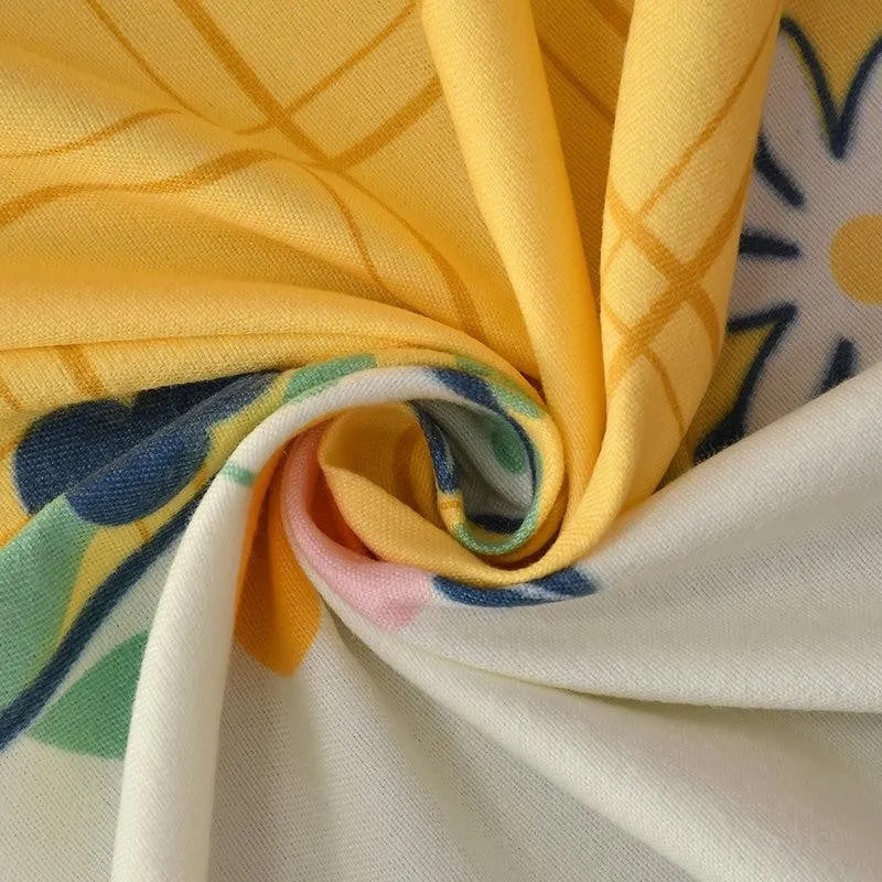 Ping Pong Abstract Microfiber Bedsheet (Yellow) - 130 GSM media 5