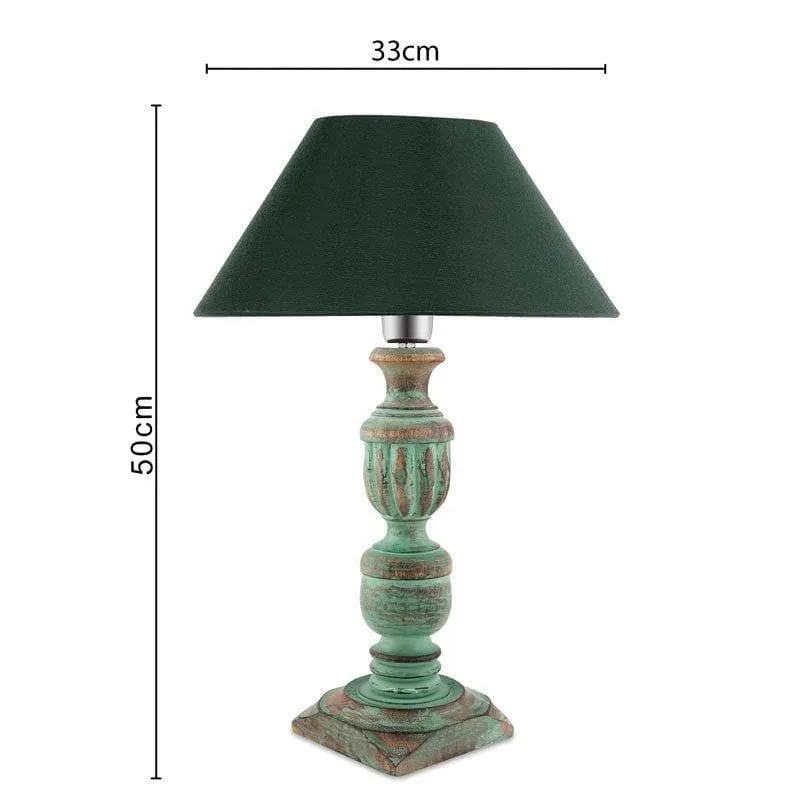 Fionna Carved Fabric Table Lamp - Green media 7