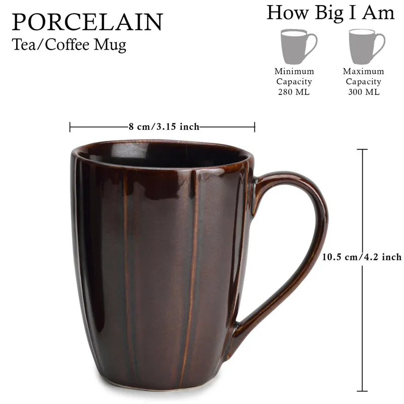 Ciro Porcelain Coffee Mug (300 mL Each/Brown) - Set of Two media 4