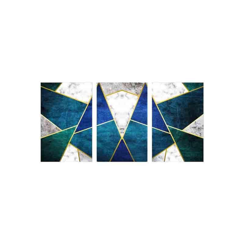 Abstract Grid Poly Canvas Wall Art - Set of Three media 5