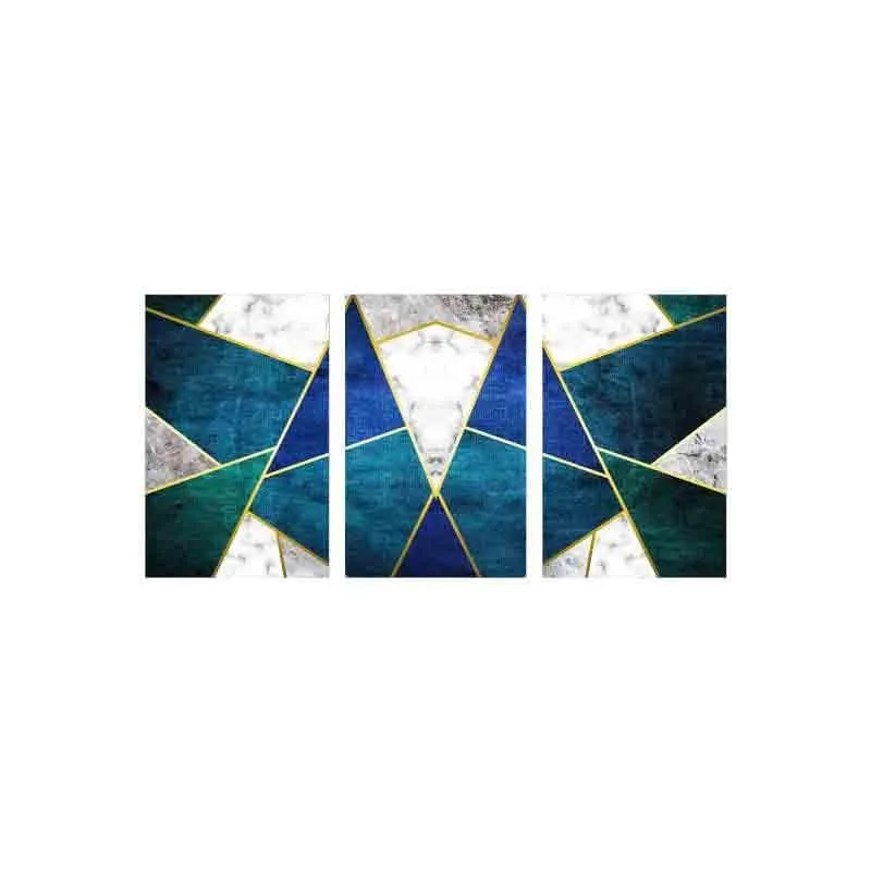 Abstract Grid Poly Canvas Wall Art - Set of Three media 5