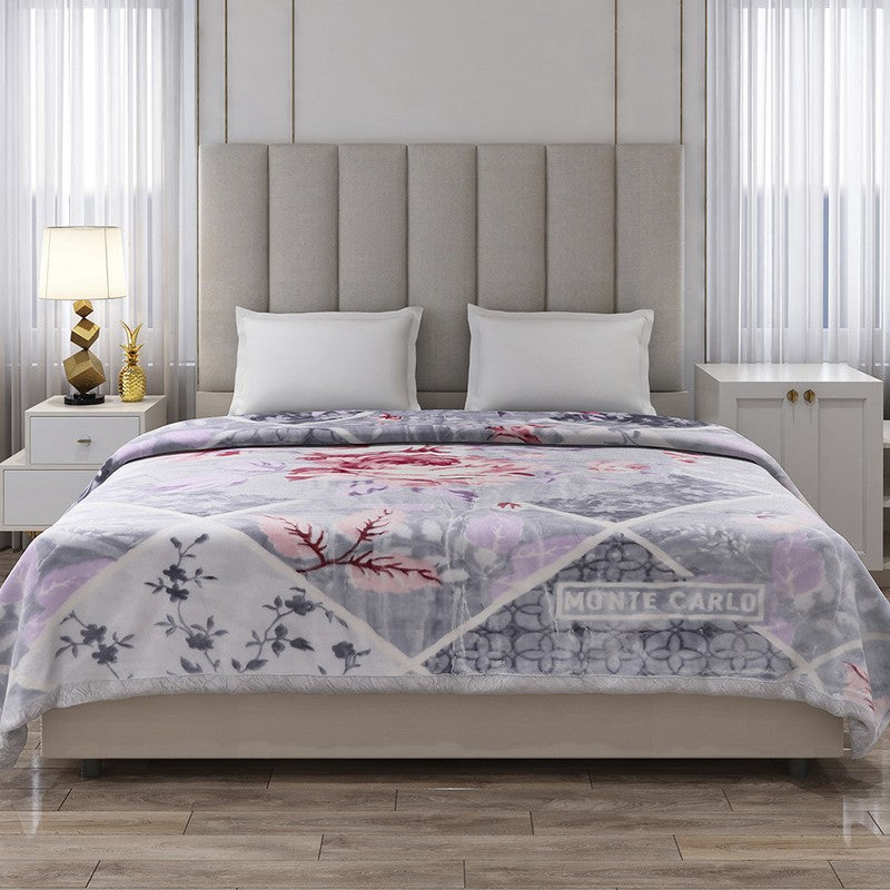 Monte Carlo Blossom Dreamscape Blanket (Grey,Pink) - 871 GSM media 3