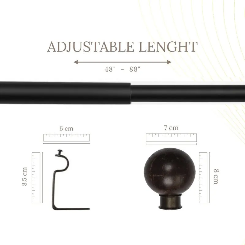 Orbette Extendable 1" Single Curtain Rod With Round Finial & Brackets media 5