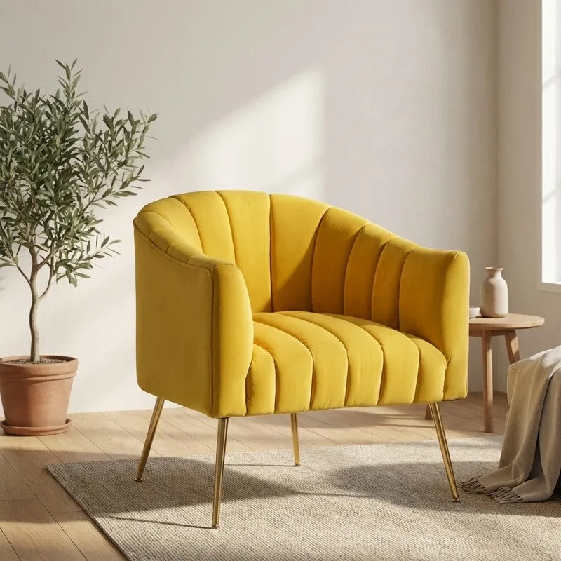 Plaino Neem Wood Accent Chair - Yellow media 1