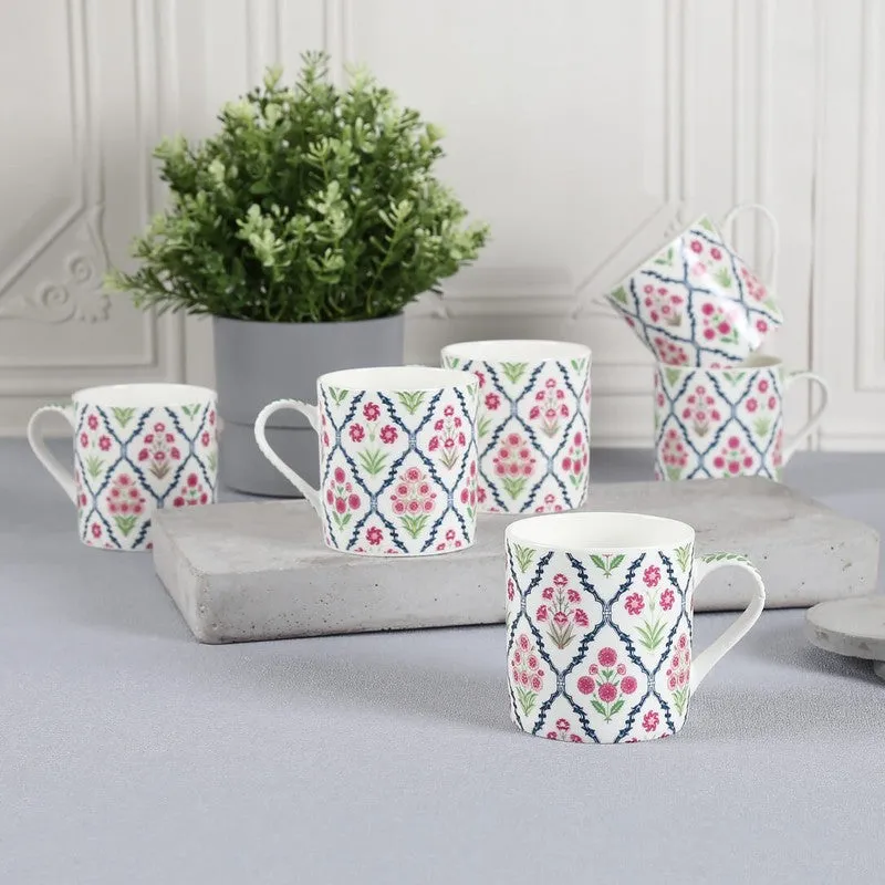 India Circus Floral Fusion Tea Cups (220 mL Each) - Set Of Six media 1