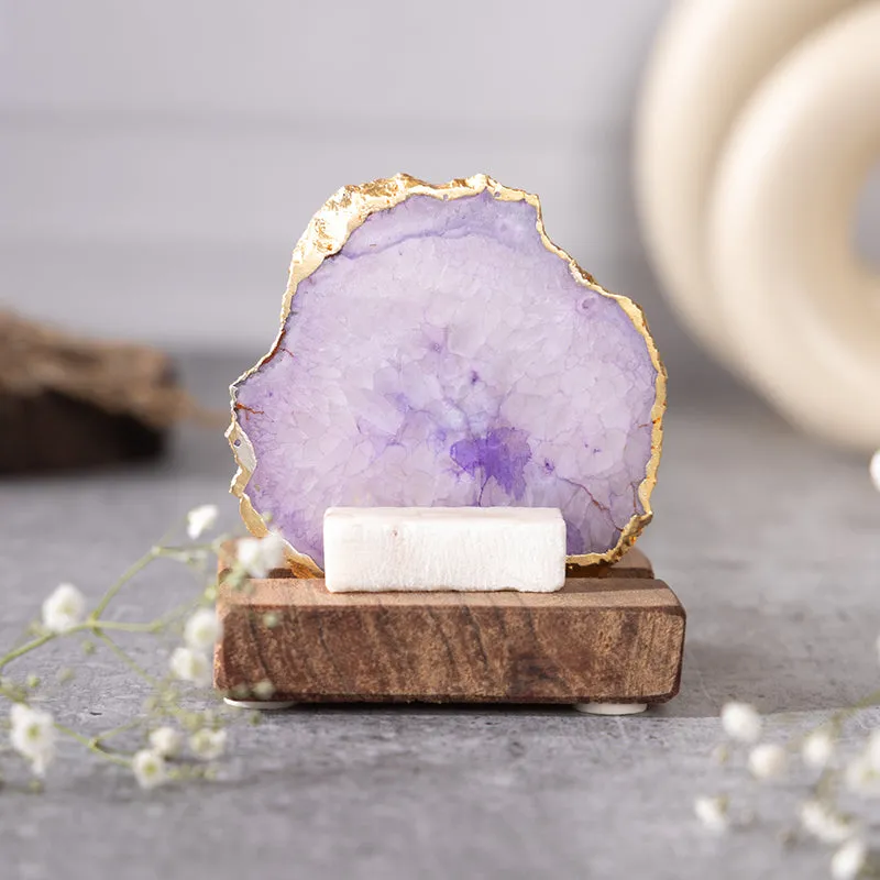 Agate Onkar Mantra Tea Light Holder - Lavender media 4