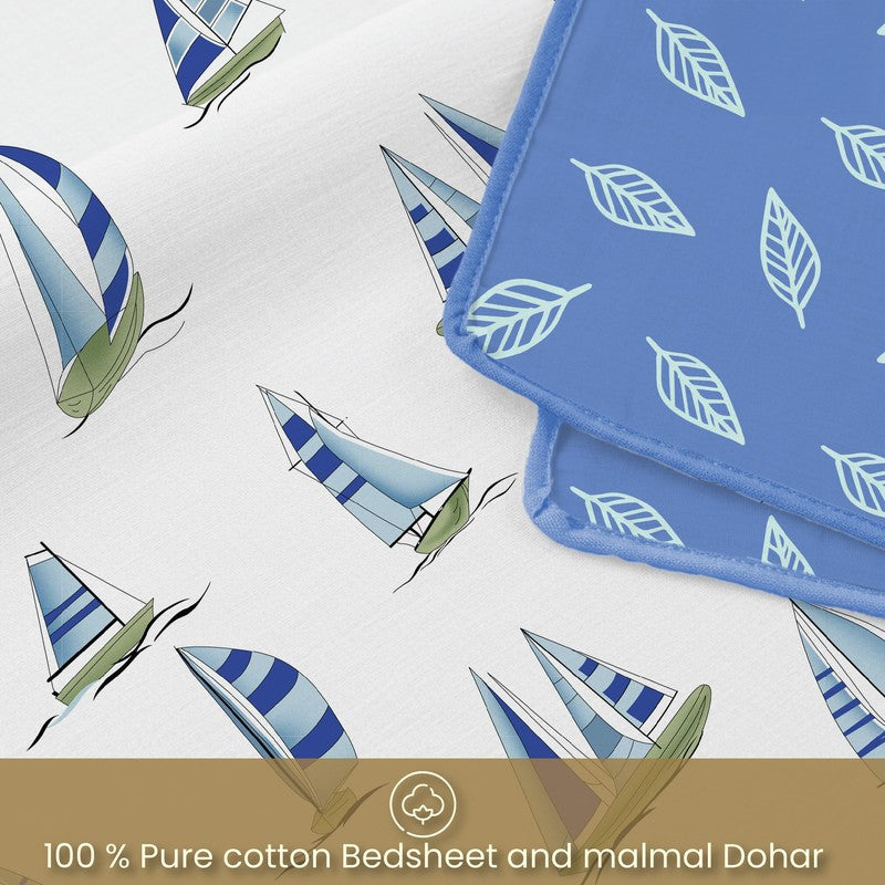 Urban Space Modern Blue Cotton Bedding Set (200 TC) - Four Piece Set media 7