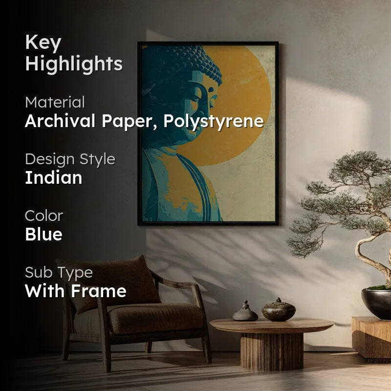 Peaceful Buddha In Meditative Calm I Archival Paper Wall Painting With Black Frame media 2