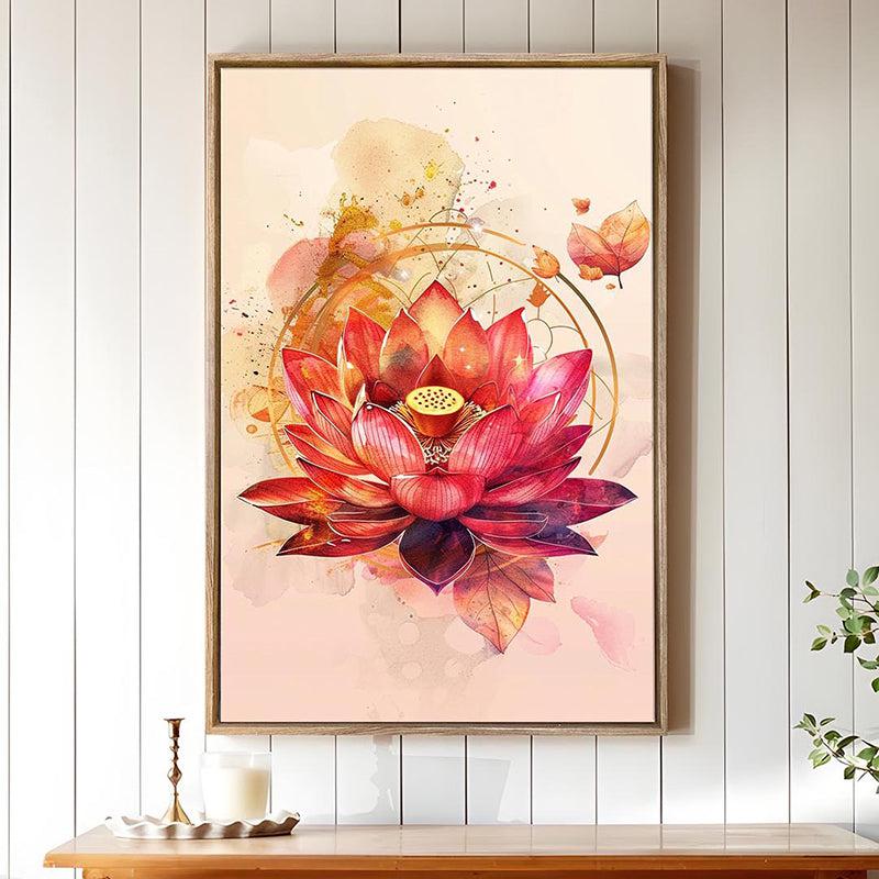 Cosmic Kamalam Canvas Traditional Wall Art With Frame