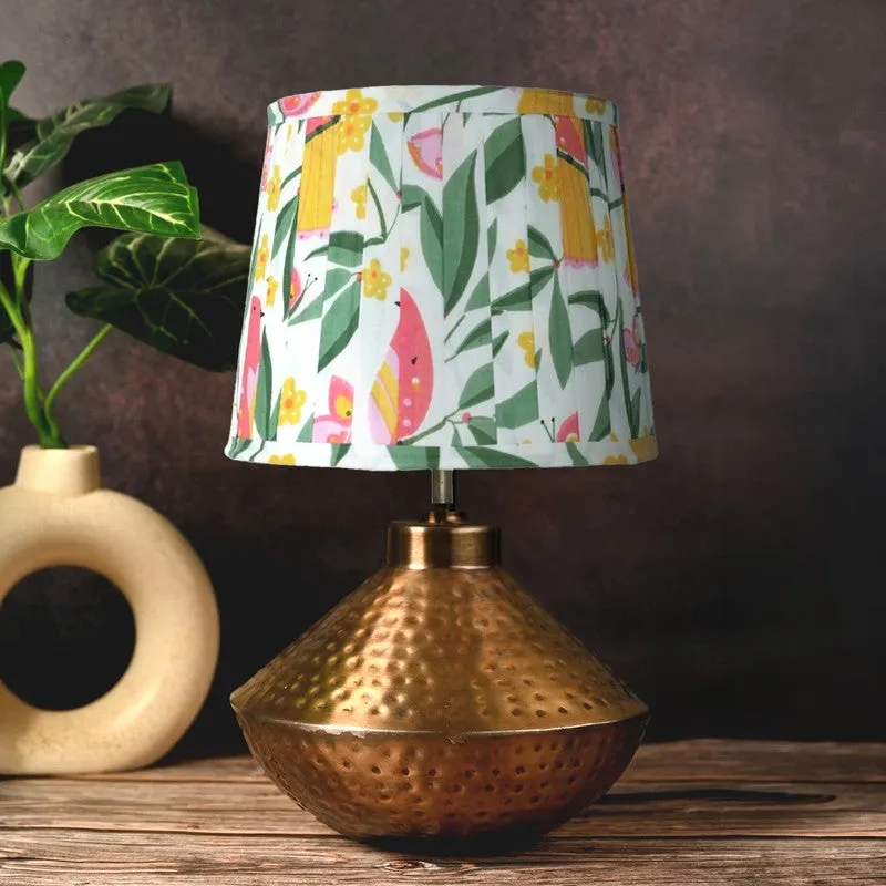Gilded Gardenia Metal Base Cotton Table Lamp - Multicolor media 3