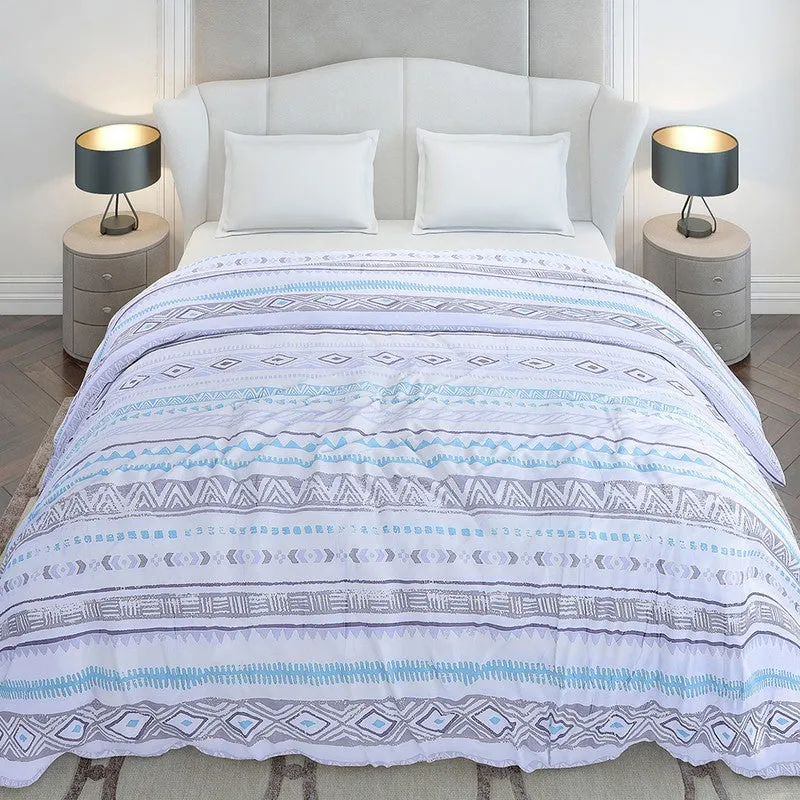 Monte Carlo Linear Geometric Polyester Duvet Covers (Blue) - 210 GSM media 3