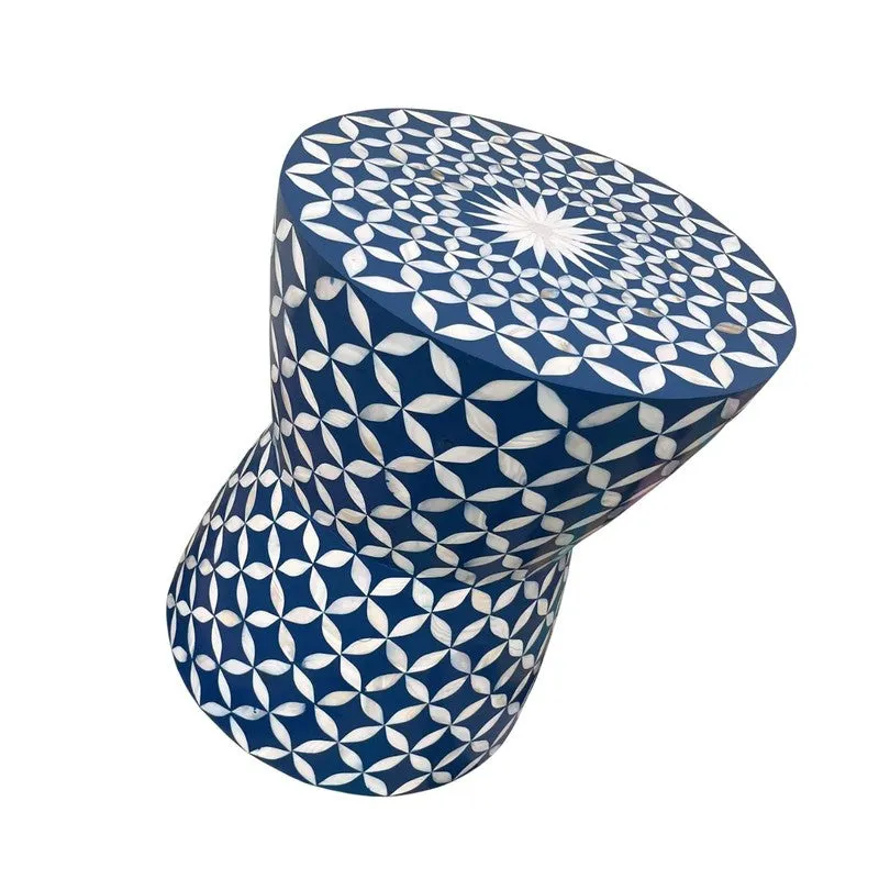 Brio Bone Inlay Round Side Table - Blue media 5