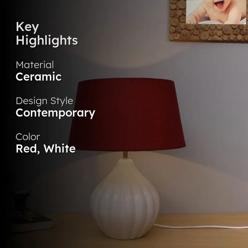 Modak Ceramic Table Lamp - Red,White media 2