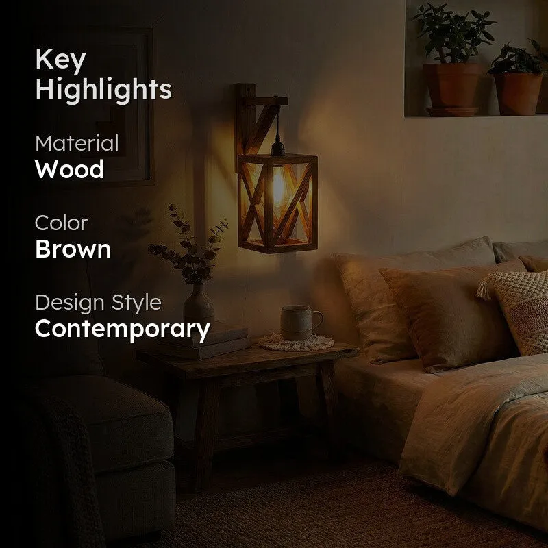 StrataGlow Wooden Wall Lamp - Brown media 2