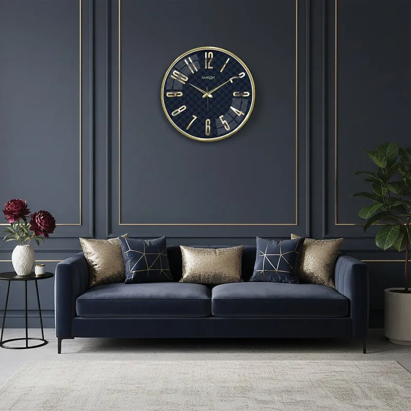 Elite Numeric Plastic Wall Clock - Blue & Gold media 4