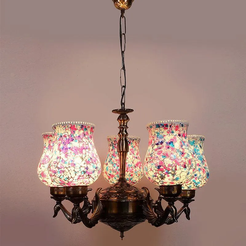 Nuvara Mayoora Mosaic Golden Antique Ceiling Lamp media 1