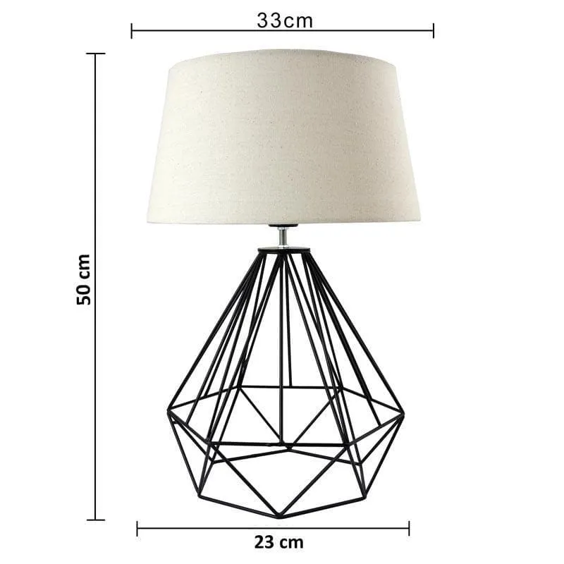 Diamond Dust Black Fabric Table Lamp - Beige,Black media 6