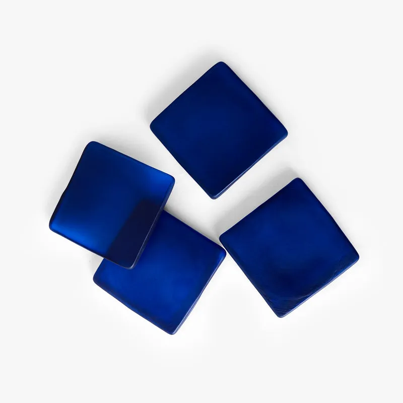 Glossy Diamond Mist Glass Coaster (Blue) - Set Of Four media 5