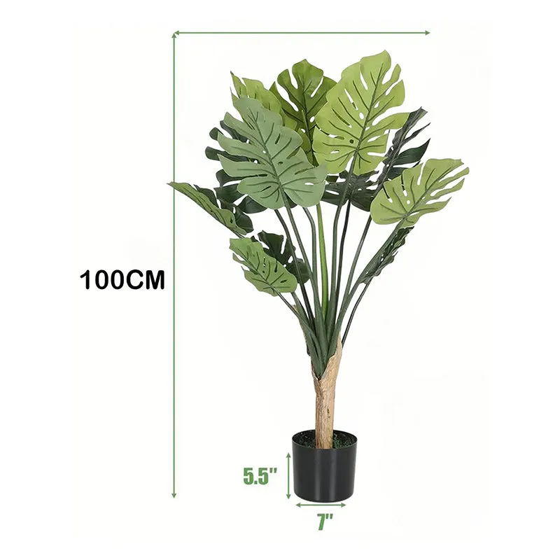 Tropika Artificial Monstera Plant With Black Plastic Pot - 3.6 Feet media 6