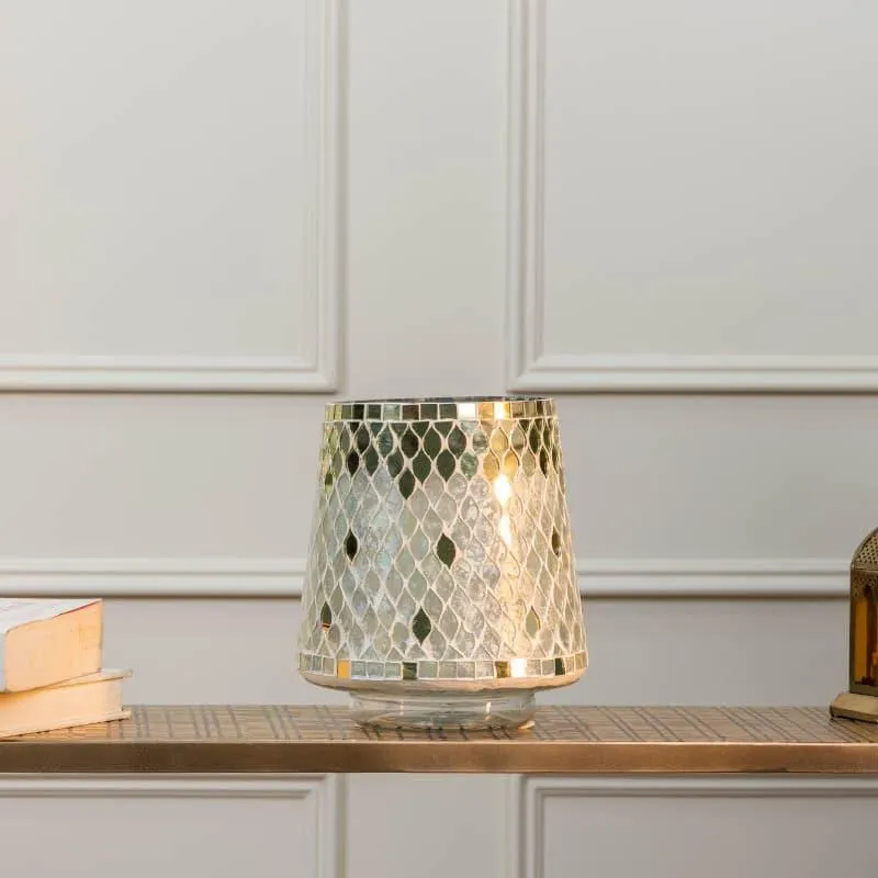Garnet Mosaic Short Vase - Gold media 3