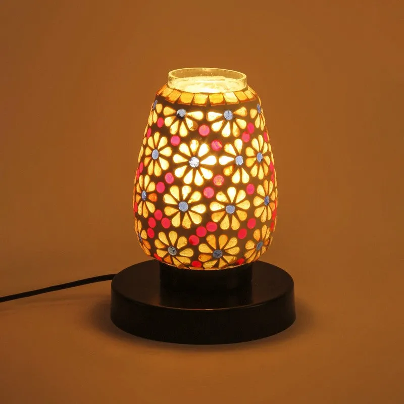 Artezo Mosaic Glass Table Lamp With Wooden Base - Multicolor media 5