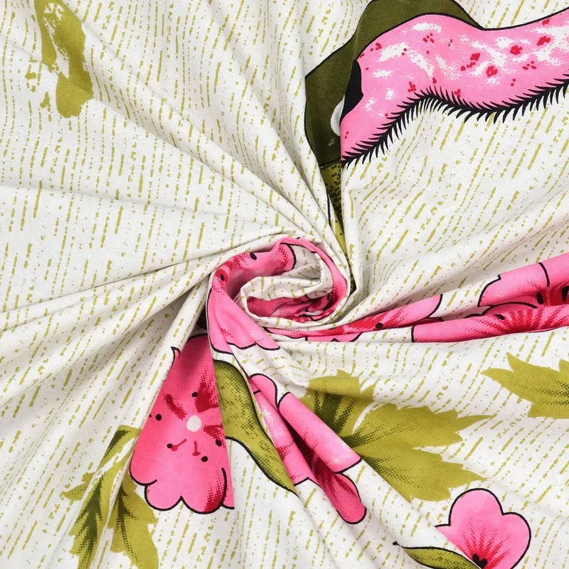 Classica Cotton Bedsheet (Green,Pink) - 240 TC media 5