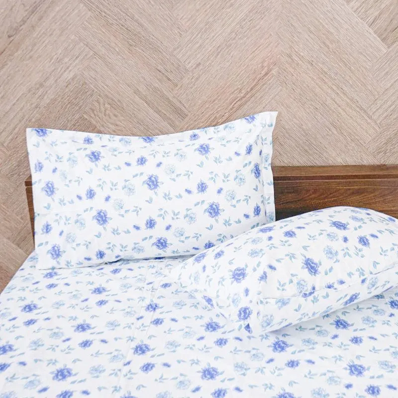 Mudra Floral Cotton Bedsheet (Blue) - 180 TC media 4