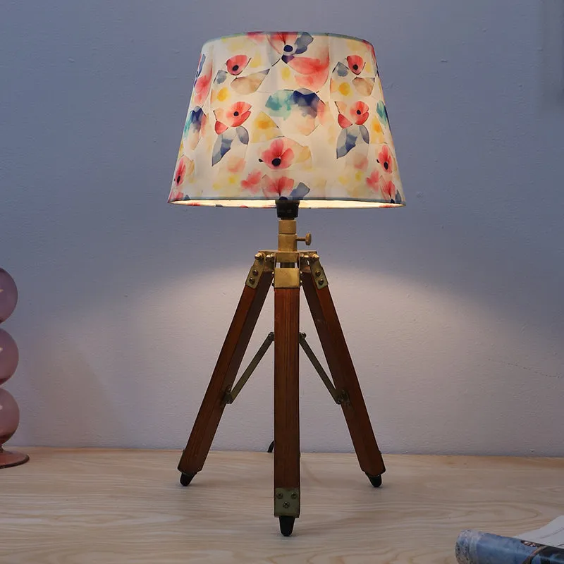 Luna Borealis Fold Printed Tripod Mango Wood Table Lamp - Multicolor media 1
