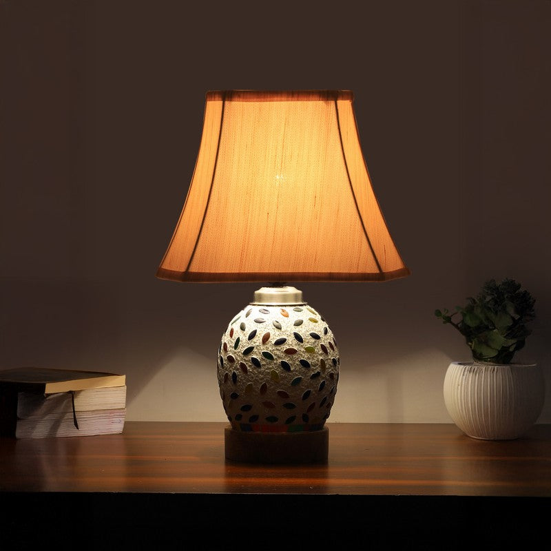 Elyra Square Wooden Table Lamp - Multicolor