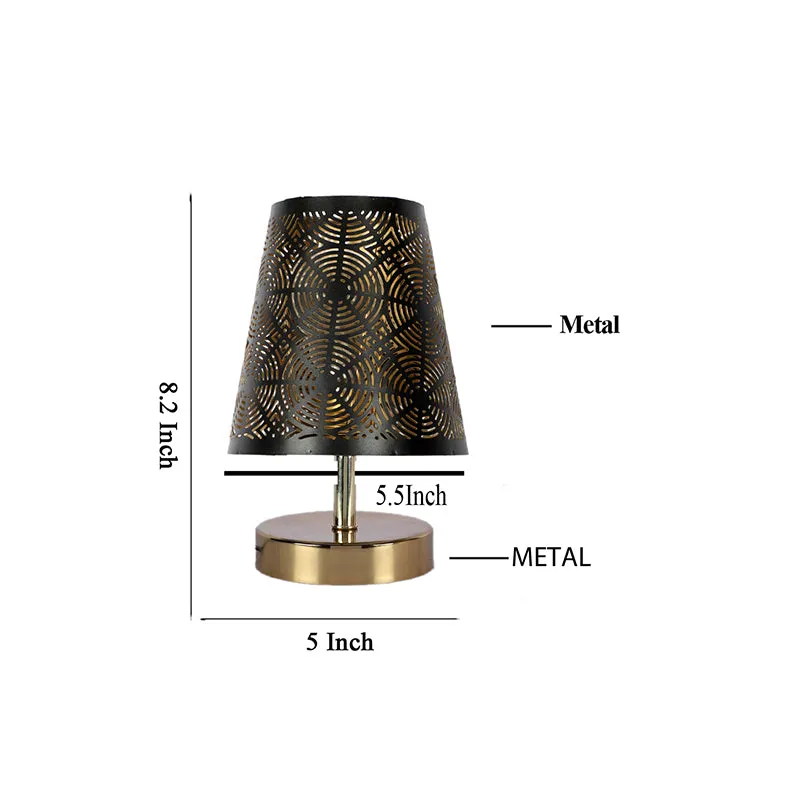Alba Etched Metal Table Lamp - Black,Gold media 4