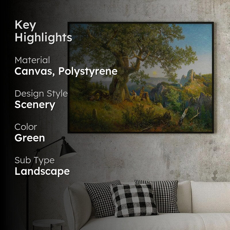Mountain Side Canvas Painting - Black Frame media 2