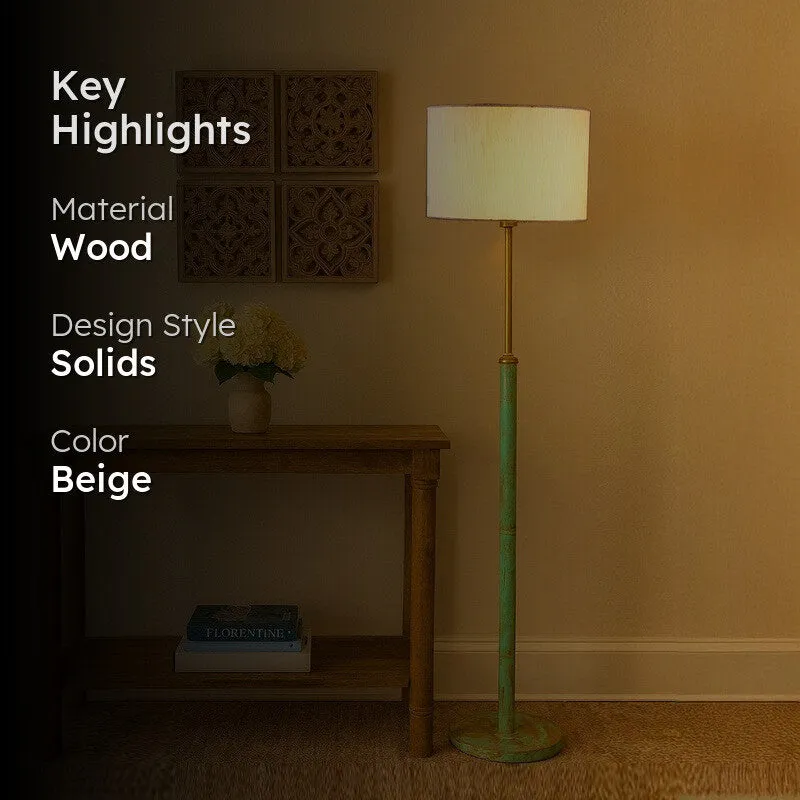 Amber Glow Wooden Floor Lamp - Beige media 2