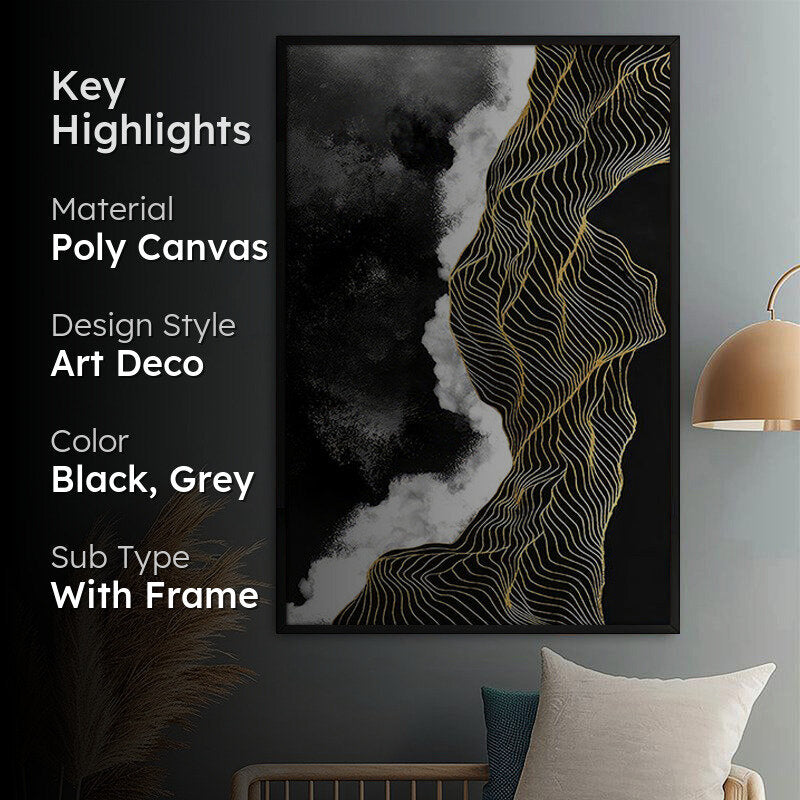 Ocean of Nyx Abstract Wall Painting With Frame media 2