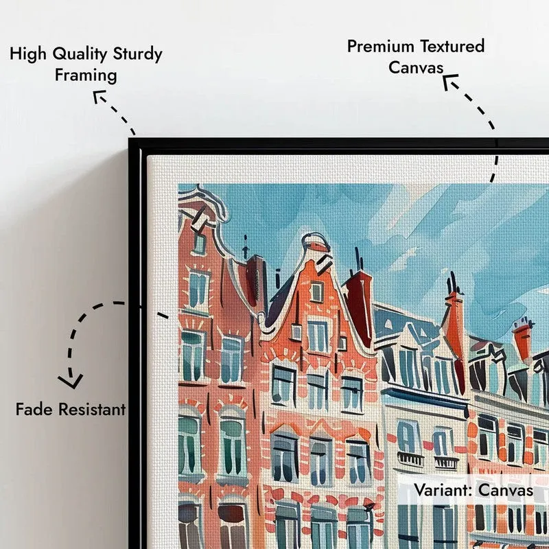 Vintage Amsterdam Framed Canvas Wall Painting media 7