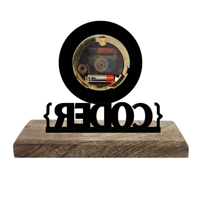 Coder Iron & Mango Wood Table Clock media 4