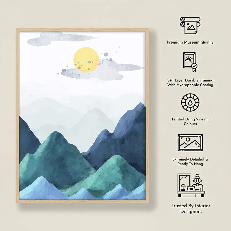 Blue Peaks Archival Paper Wall Art - Natural Brown Frame media 8