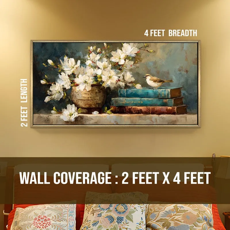 Rustic Bloomscape Canvas Wall Painting With Frame media 8