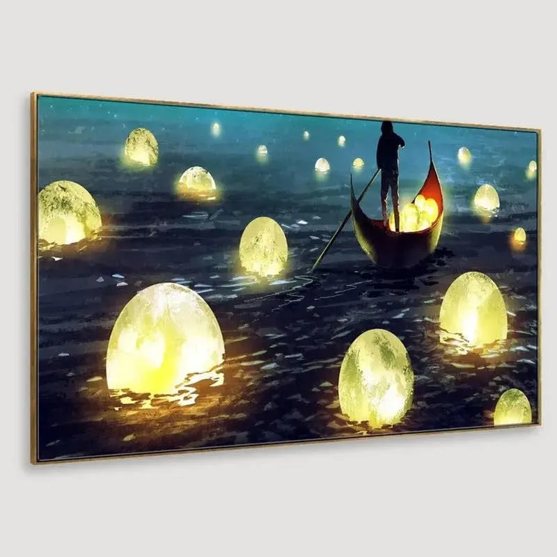 Moonlit Voyage Canvas Wall Painting With Frame media 5