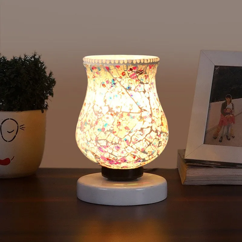 Lumiri Mosaic Glass Table Lamp With Wooden Base - Multicolor media 3