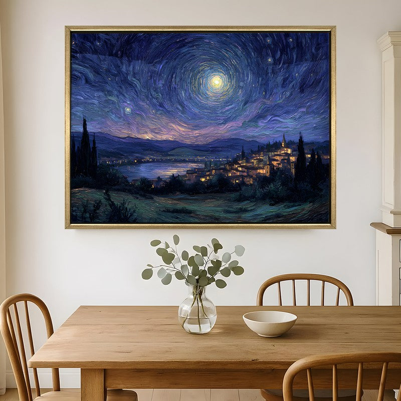 Celestial Harbor Canvas Wall Painting With Frame