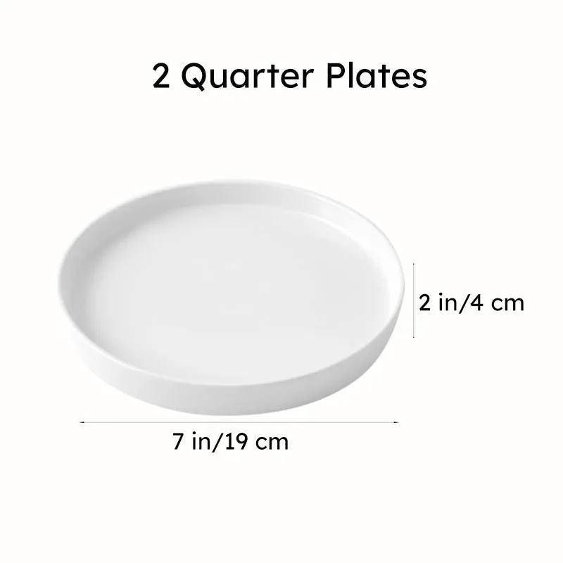 Elegant White Porcelain Quarter Plates with Silver Rim - Set Of Two media 8