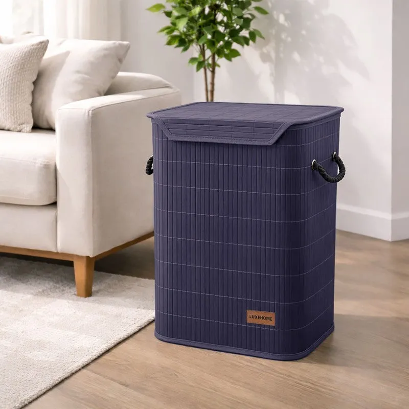 Strap Bamboo Laundry Basket - Navy Blue media 3
