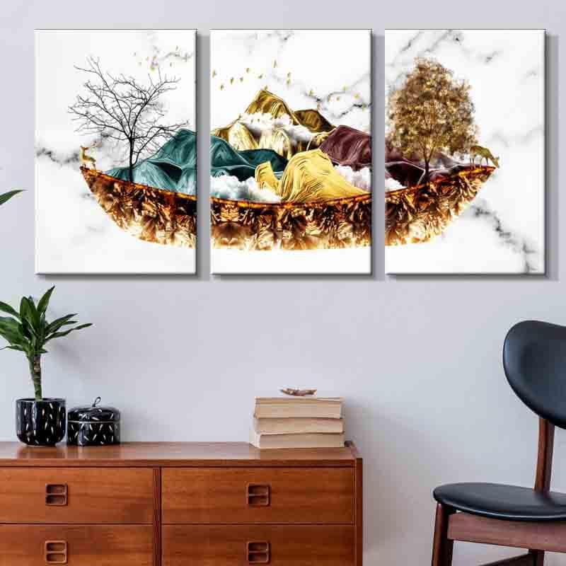 Snowland Poly Canvas Wall Art - Set of Three