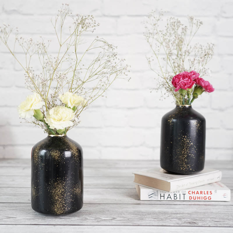 Stygian Metal Bud Bottle Vase (Black) - Set of 2