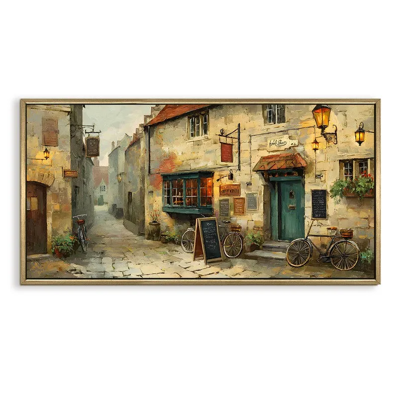 Sunlit European Narrow Street Wall Art media 4